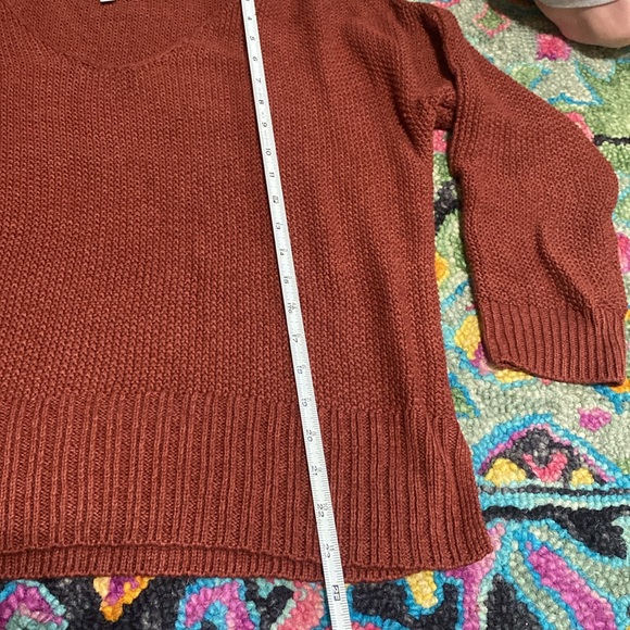 Lucky Brand Rust Colored Sweater u-neck - Picture 5 of 6
